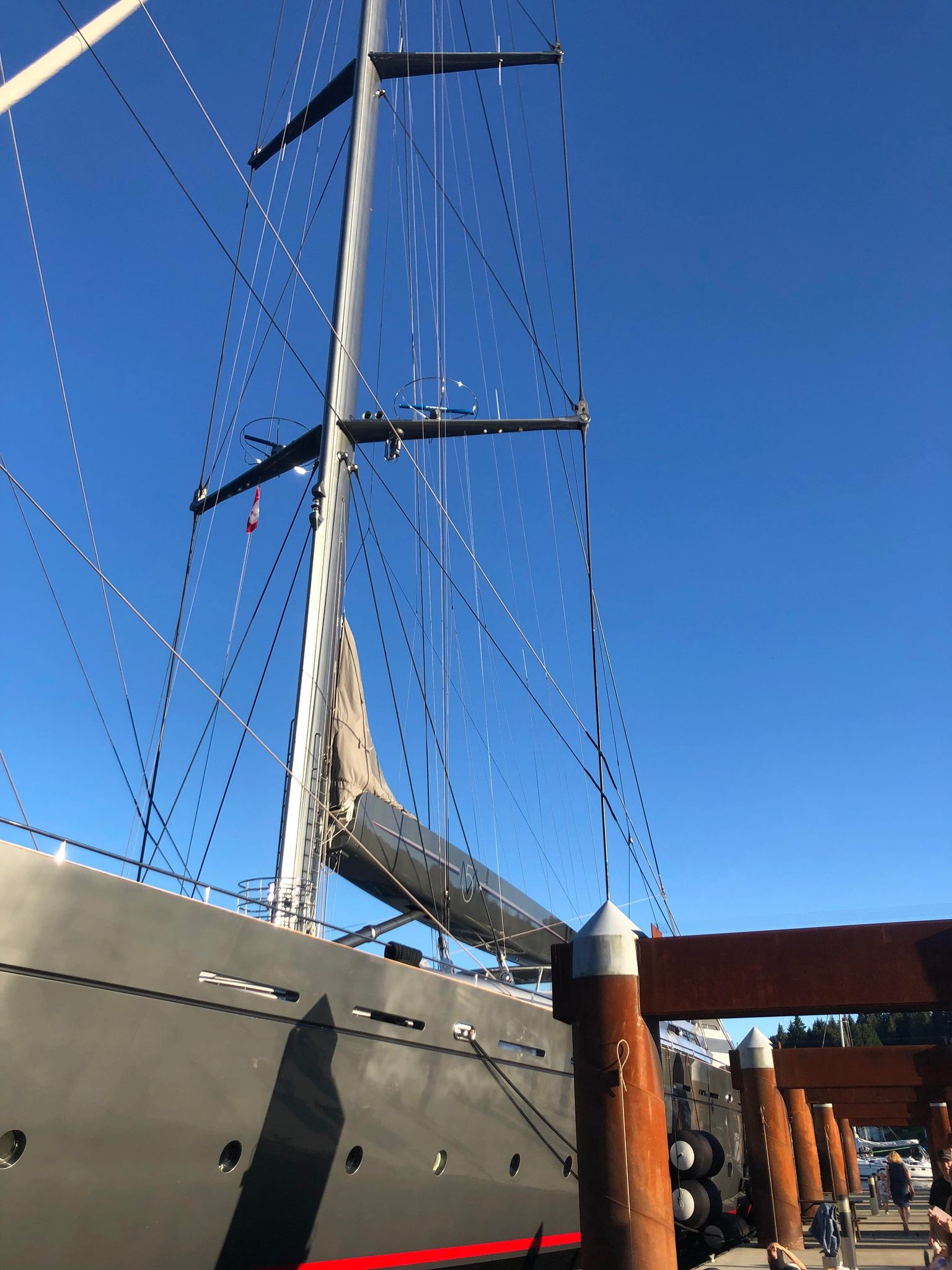 Worlds largest single-masted sailing yacht docked at Mill Bay Marina